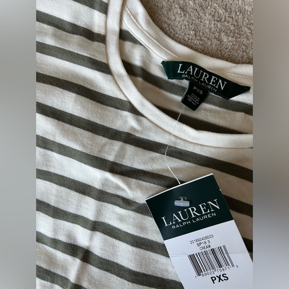 Ralph Lauren XS petit Stripe short sleeve top with laces cotton Womens NWT $69 - Picture 4 of 7